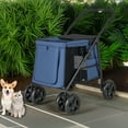 thumbnail image 2 of Demi Bonn 41" Pet Stroller 4 Wheels Dog Cat Stroller, Carrier Jogger Travel One-Button Foldable Puppy Stroller with Breathable Mesh, Blue, 2 of 8