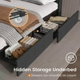 thumbnail image 5 of Amuzer King Size Bed Frame with Charging Station and Lights, Upholstered Platform Bed Frame with Drawers, Gray, 5 of 6