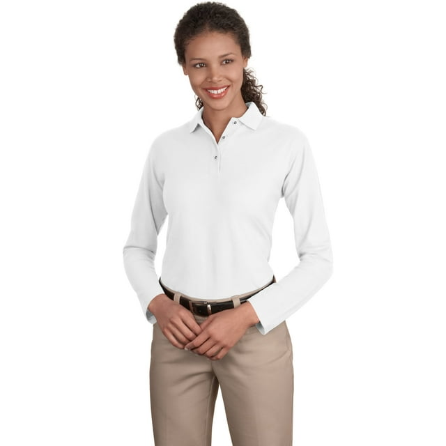 Port Authority Ladies Silk Touch Long Sleeve Polo