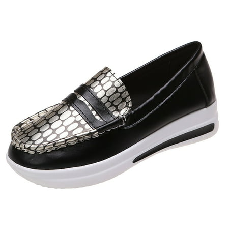 

Zizocwa Platform Loafers for Women Comfortable Soft Sole Casual Shoes Thick Bottom Pu Leather Slip On Dressy Shoes for Walking Work Black Size8.5