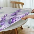 thumbnail image 4 of YFYANG Round Fitted Table Cloth, Waterproof Purple Lavender Watercolor Doodle Pattern Polyester Table Cover, Indoor Outdoor Decorative Tablecloths with Elastic Edge, 4 of 7