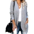 thumbnail image 2 of Womens Long Sleeve Open Front Waffle Chunky Knit Cardigan Sweater Outwear, 2 of 5
