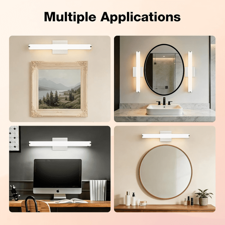 Sylvania 24" Modern Vanity Lights for Bathroom, 22W, 5 CCT Select, Dimmable, Round Shape, Brush Nickel