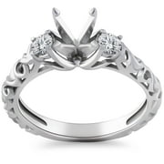 Pompeii 1/4CT Vintage Diamond Engagement Ring Setting 14K White Gold (H/I,I1-I2)