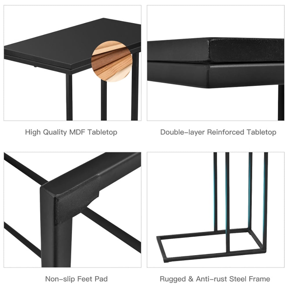 Finihen End Table, Stand Desk, Coffee Tray Sofa Side End Table, Sofa Side Table, Bed Side Table, for Living Room, Bedroom, Black