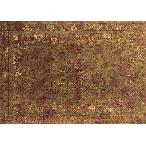 Ahgly Company Indoor Rectangle Oriental Orange Industrial Area Rugs, 6' x 9'