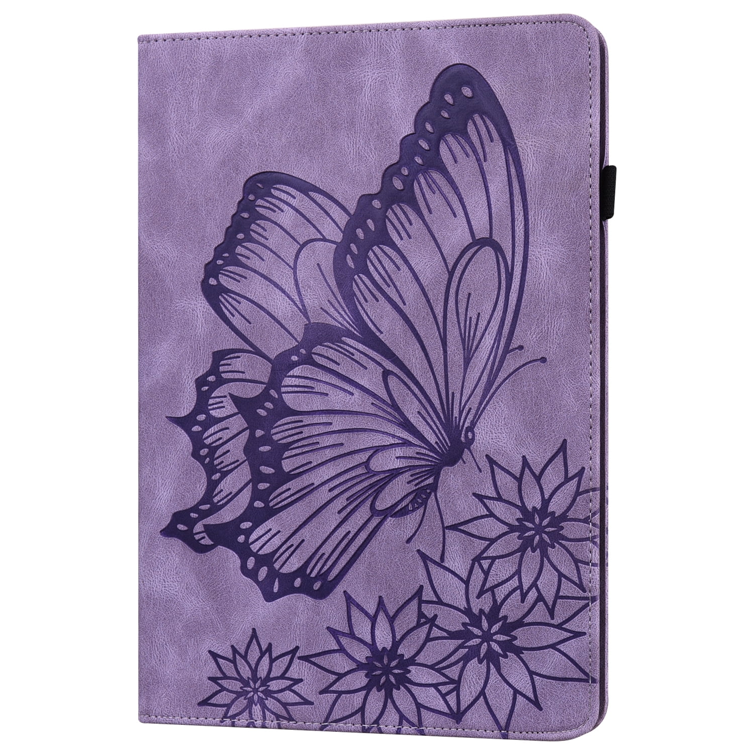 TECH CIRCLE iPad Case for iPad 10th Generation 2022, Slim Folio Stand Butterfly Embossed PU Leather Magnetic Wallet Cover with Pencil Holder & Elastic Strap for iPad 10th Generation 10.9" 2022,Purple