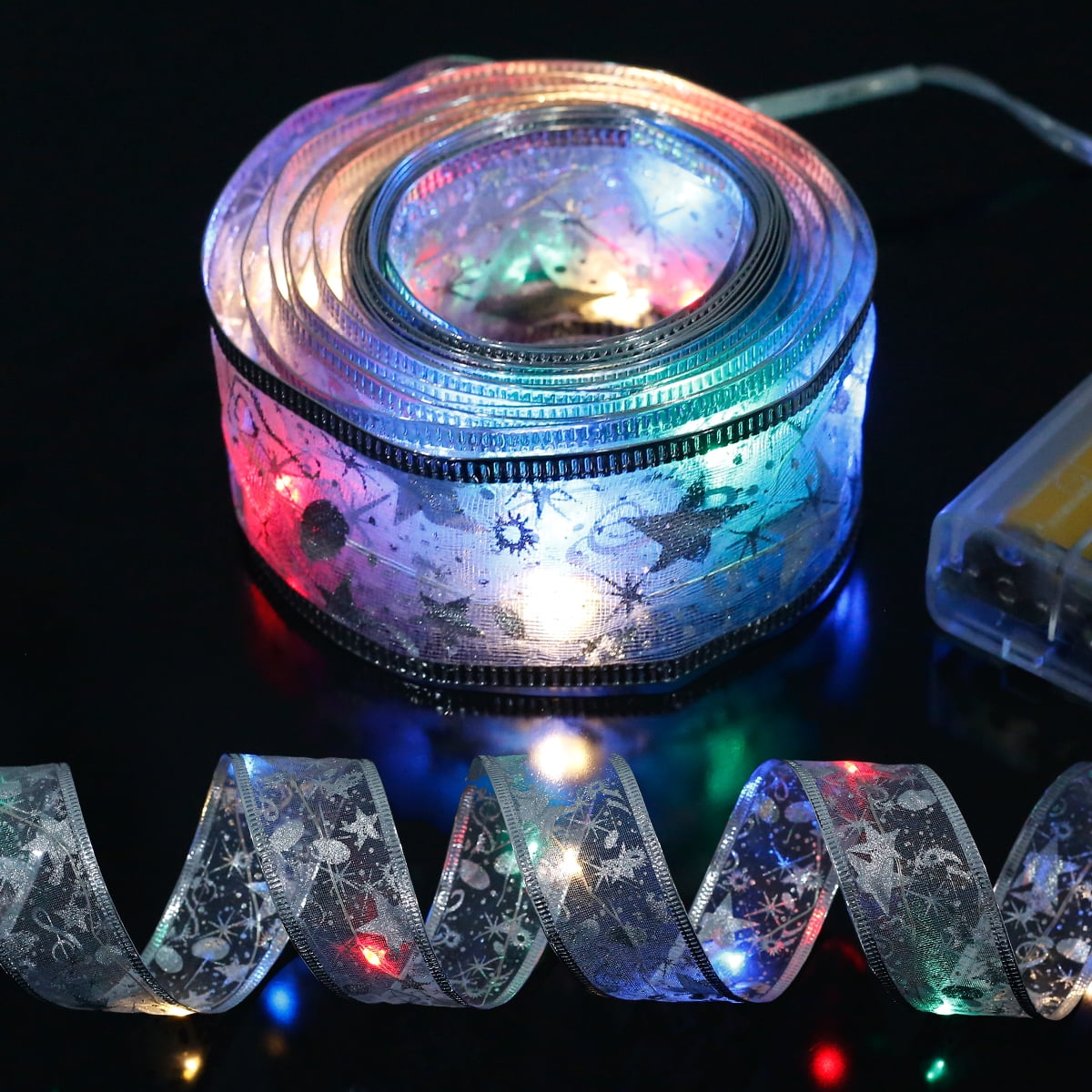 Rosnek LED Christmas Ribbon Lights, 40LEDs Ribbon Copper Wire String Lights, Waterproof Xmas 