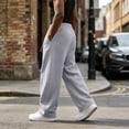 thumbnail image 4 of Men's Baggy Sweatpants Wide Leg Lounge Cotton Casual Jogging Pants With Pockets | High Waist Drawstring,Open Bottom,Workout Athletic Outfits Gray XL, 4 of 7