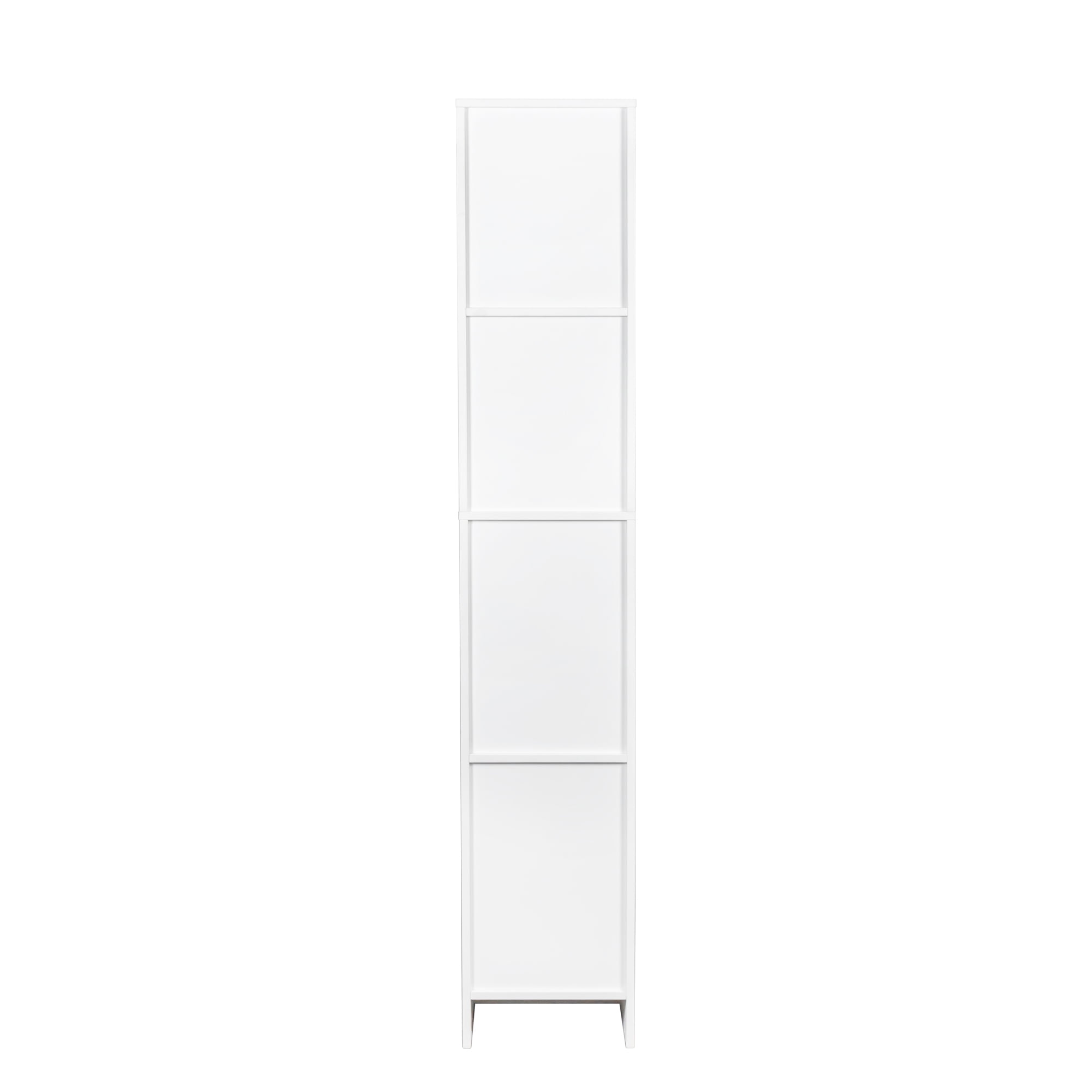 Royard Oaktree Narrow Storage Cabinet Tall Freestanding Cabinet with Two Doors and Shelves Modern Wood Cupboards Tower Cabinet for Kitchen Bathroom Living Room Bedroom Office, White