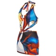 thumbnail image 3 of Qiylii Women Hollow Out Dress Halter Printing Wrapped Slim Mini Dress, 3 of 7