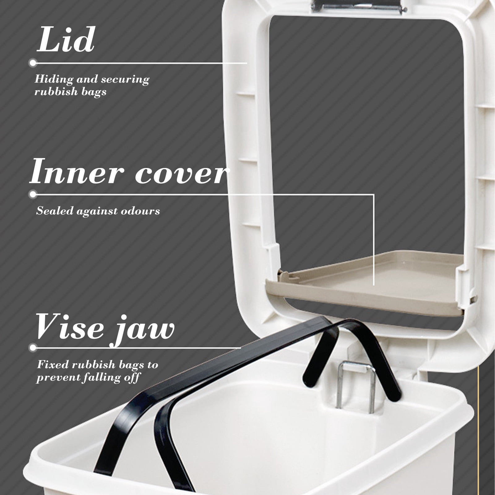 hzomhy Foot Pedal Trash Can With Lid 30X24X18Cm 11.8X9.4X7In Thickened Plastic Kitchen Bathroom Waste Bin Odor Proof Step On Garbage Container Multicolor Multicolor
