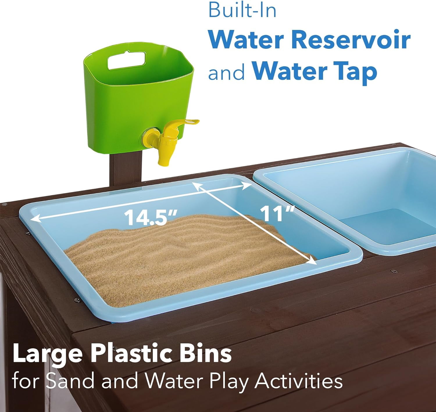 WonkaWoo Sand and Water Table for Toddlers Wooden Sensory Activity Table with Beach Toys