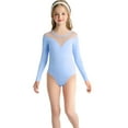 thumbnail image 2 of CYRBOKO Girl's Dancewear Leotards 2025, Cotton Performance Dance Long Sleeve Gymnastics Clothes Light Blue Size 8-9 T, 2 of 4