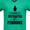 thumbnail image 4 of Inktastic Easily Distracted by Penguins Women's V-Neck T-Shirt, 4 of 5