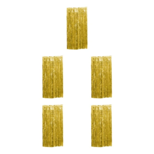 kurtrusly Foil Made Fringe Curtain For Graduation Party Decorations Birthday Party Decorations Tinsel Curtain Party Backdrop Gold 5Set