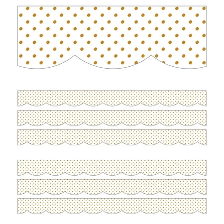 UPC: 0194629113484 | Carson Dellosa Education CD-108428-6 Dots Scallopd  White & Gold – Pack of 6