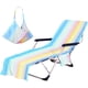 thumbnail image 1 of Funda para silla de playa con bolsillos laterales, acogedora funda de toalla para sillón a rayas de secado rápido para piscina, playa, jardín, hotel, tomar el sol (colorido 01), 1 of 4