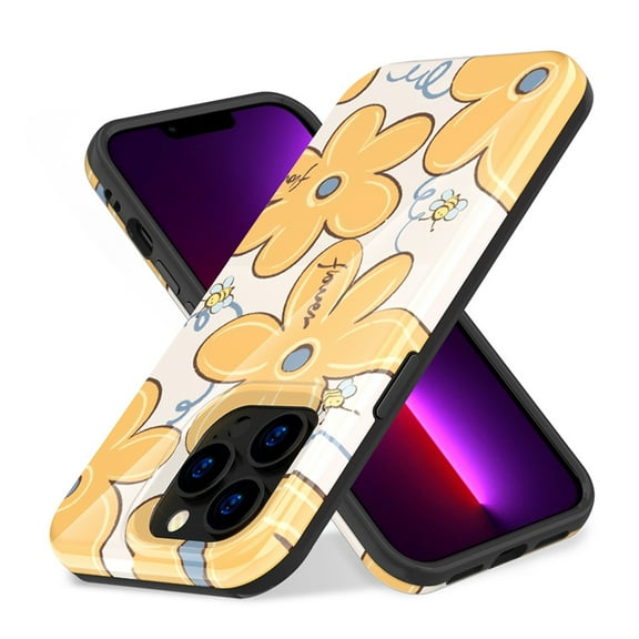 For Apple iPhone 11 (6.1") Pattern Stylish Fashion Design Hybrid Rubber TPU Hard PC Shockproof Armor Slim Fit Cover ,Xpm Phone Case [ Yellow Flowers ]