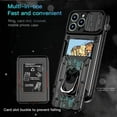 thumbnail image 4 of Case For iPhone 15 14 Pro Max 13 12 Pro Max XR X 8 7 Plus SE Slide Stand Ring Camera Military Grade Card Slot Cover Green iPhone 14 Pro, 4 of 6