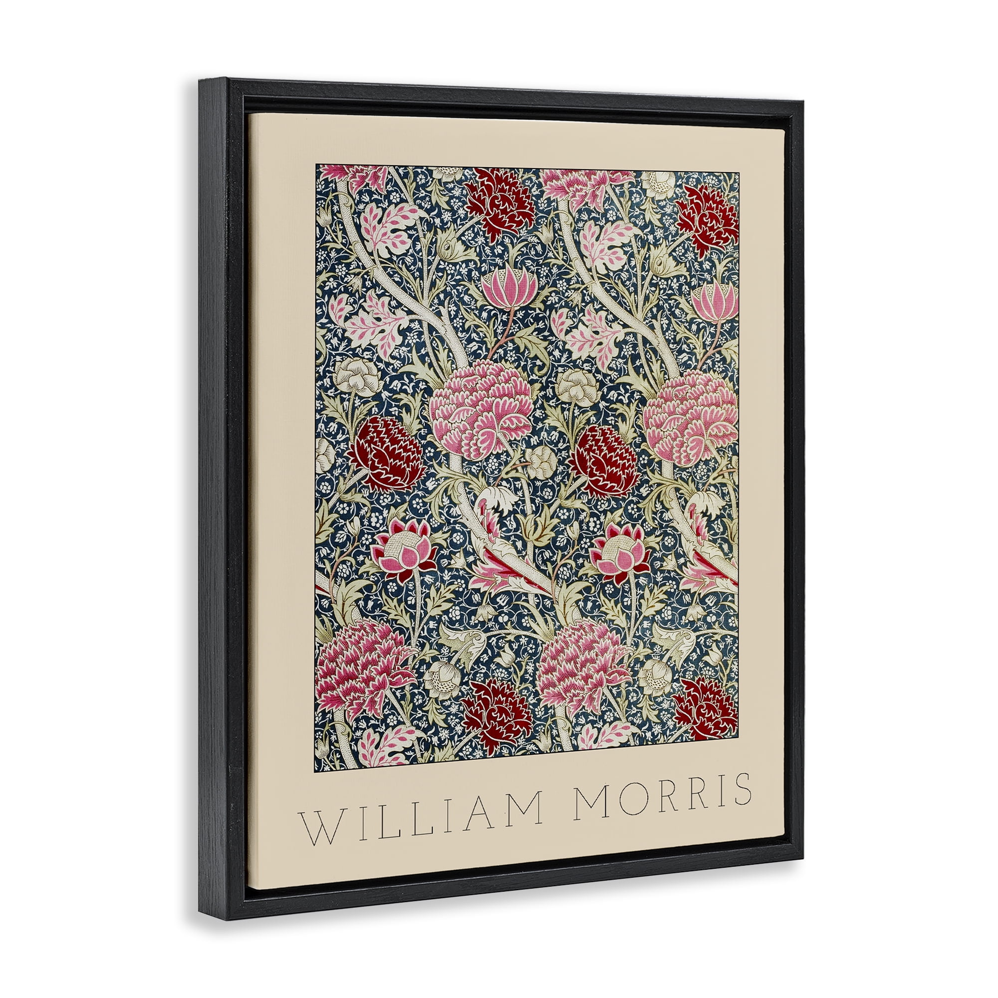 Stupell Industries Ornate Intertwined Flower Classic Black Framed Floater Canvas Wall Art, design by Lil' Rue