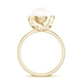 thumbnail image 2 of Freshwater Pearl Solitaire Ring for Women in 925 Sterling Silver Yellow Gold Plated Flower Engagement Ring June Birthstone Jewelry Gift for Her, 9MM Ring Size: 6, 2 of 4