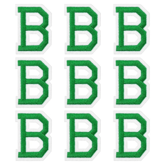 Uxcell Iron on Letter Patches 2" Alphabet B Iron on Embroidered Patch for Clothing Repair(Green, Pack of 9)