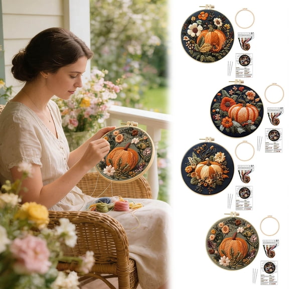 Beginner Embroidery Kit for Adults & Teens, DIY Hand Embroidery with Pre-Printed Fabric, Threads, Needles & Instructions, Complete Starter Needlepoint Set for Relaxing Crafts