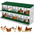 thumbnail image 3 of Lumiparty Chicken Nesting Box, 10 Compartment Hens Egg Nest Box, Metal Chicken Laying Box House with Rollout Egg Collection and Protective Lid, Green, 3 of 7
