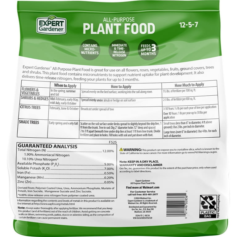 Expert Gardener All-Purpose Plant Food Fertilizer 8 lb, NPK 12-5-7