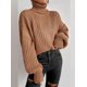 thumbnail image 1 of Suéter de cuello alto suelto de punto de manga larga con hombros descubiertos a la moda de otoño e invierno para mujer, 1 of 6