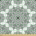 thumbnail image 2 of Ambesonne Mandala Fabric by the Yard Upholstery, Monochrome Floral Ethnic, 1 Yard, Black White, 2 of 5
