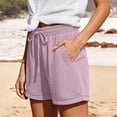 thumbnail image 5 of Women's Elastic Drawstring Casual Sweat Shorts, High Waist Loose Wide Leg Summer Lounge Shorts with Deep Side Pockets, Cuffed Hem Lightweight Beach Workout Jogger Shorts for Daily Vacation S-3XL, 5 of 10
