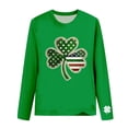 thumbnail image 4 of St. Patrick's Day T-Shirt for Women Glitter Shamrock Graphic Crewneck Long Sleeve Slim Fit Festive Top Saint Paddy's Day Party Celebration Clothes, 4 of 6