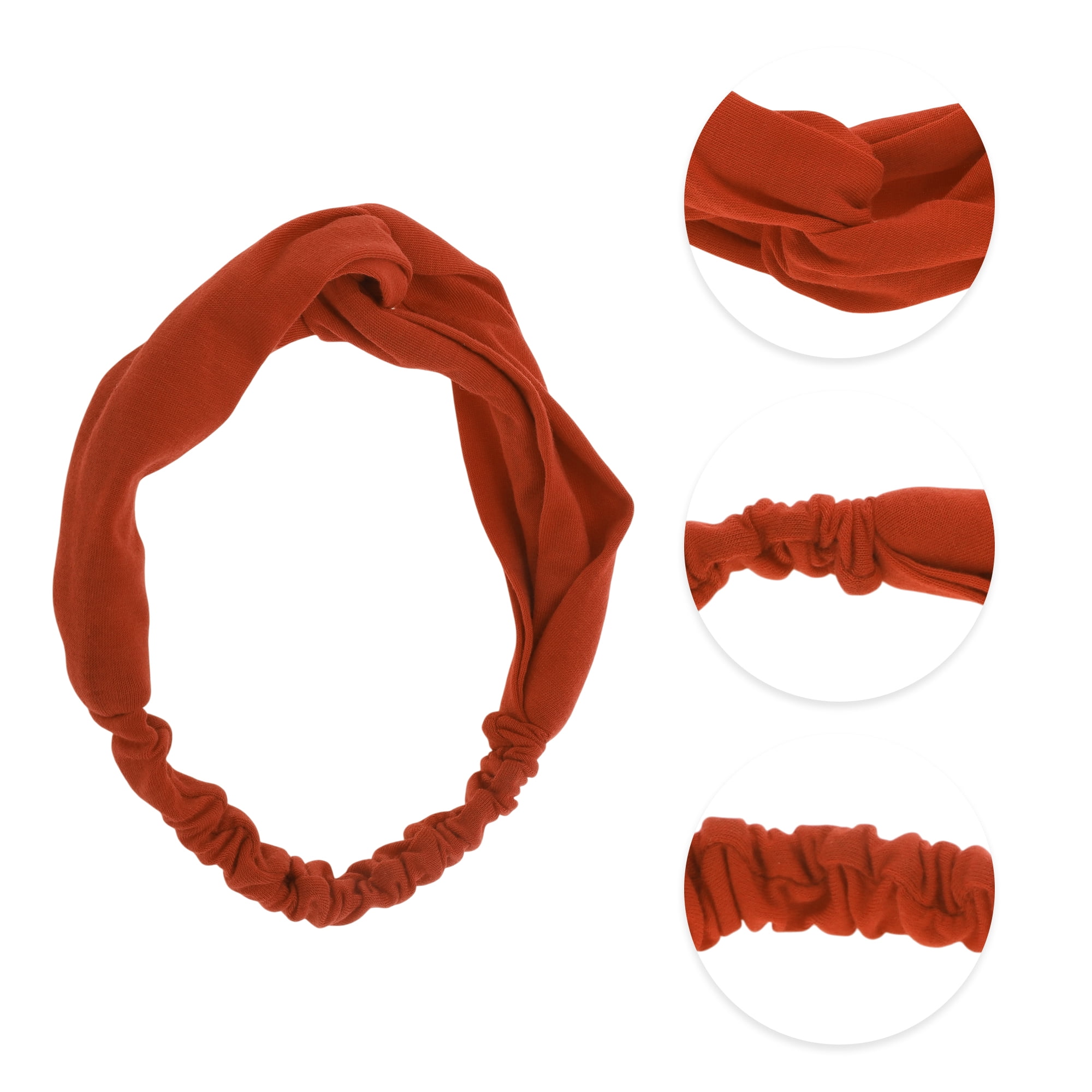 Unique Bargains Stylish Simple Solid Elastic Cross Headwrap Brick Red