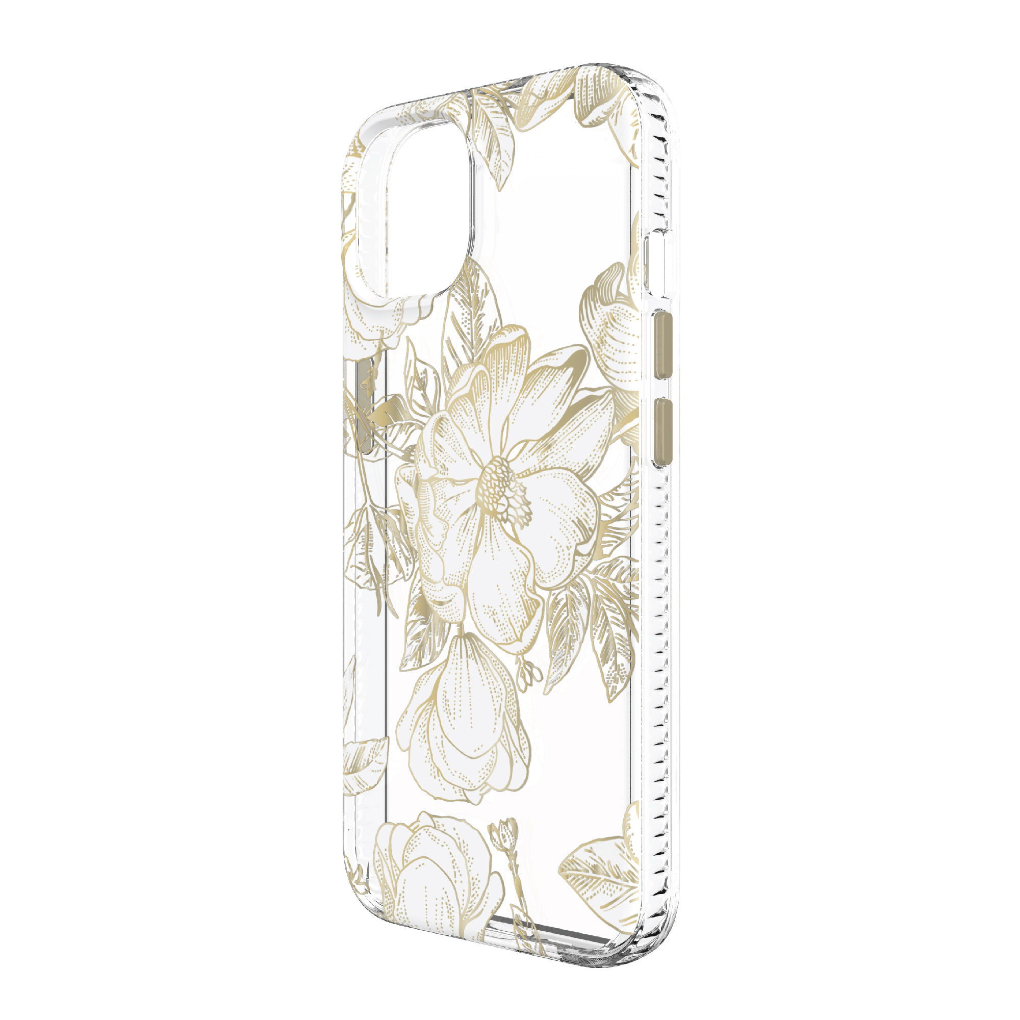 onn. White Metallic Floral Phone Case for iPhone 14 / iPhone 13