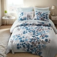 thumbnail image 1 of Regency Heights Full Size Comforter Sets, Blue Bed in a Bag Full, Botanical Bedding Comforter Set with Bed Sheets and Side Pockets, 9 Pieces, 1 of 6