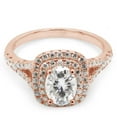 thumbnail image 3 of 1 1/2 ct. t.w Center 5X7MM Oval Cut Lab Created Moissanite Diamond Double Halo Engagement Ring In 14k Rose Gold Over Sterling Silver (VVS1 Clarity, 1.50 Cttw) Size -4, 3 of 5