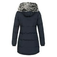 thumbnail image 4 of LUXUR Ladies With Pockets Hooded Coats Slim Fit Outdoor Thickened Jacket Dark Blue L, 4 of 4