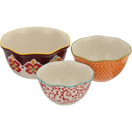 The Pioneer Woman Flea Market 3-Piece Scalloped Edge Serving Bowl Set