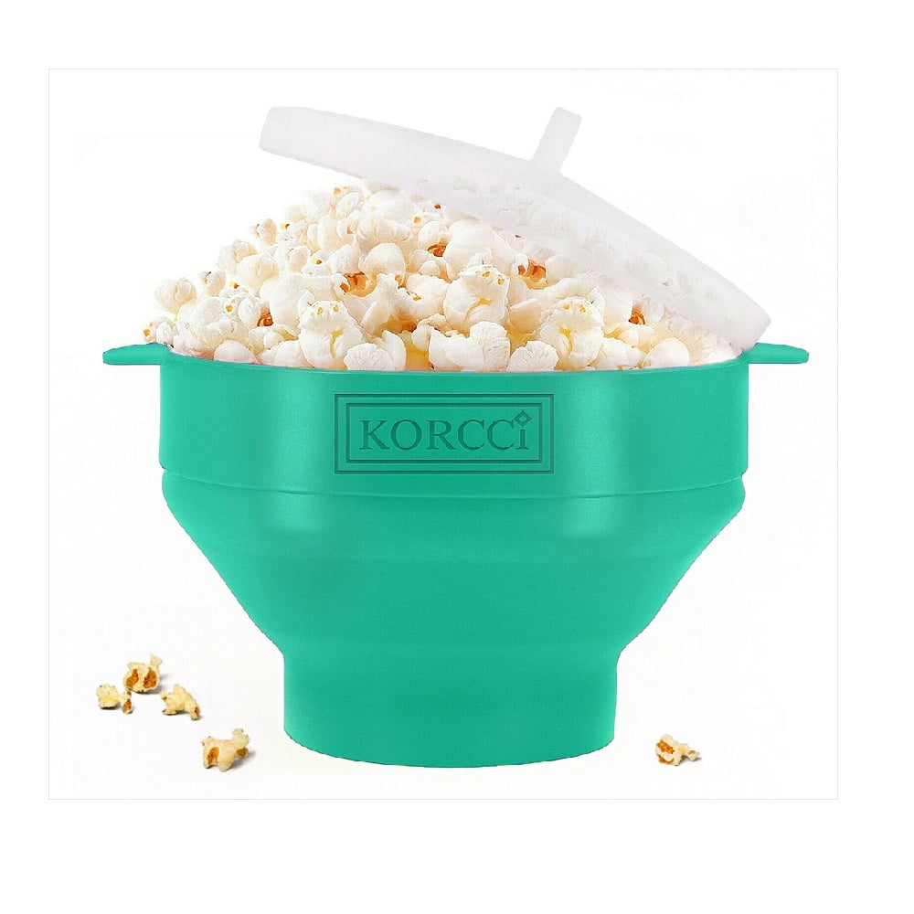 Microwave Silicone Popcorn Popper Maker Collapsible Bowl Hot Air Dishwasher Safe Aqua Color