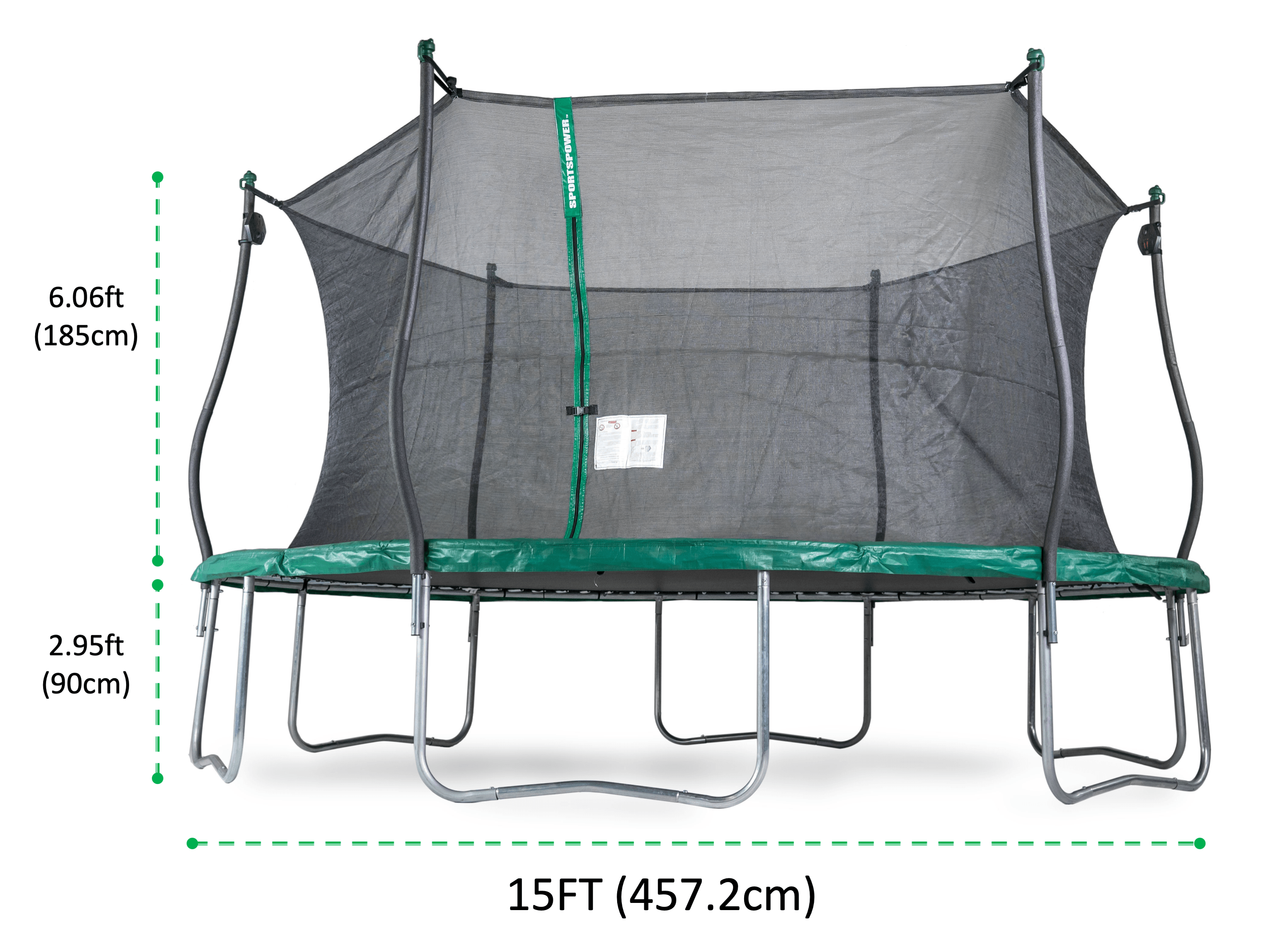 Bounce Pro 15' Trampoline, Electron Shooter Game, Basic Safety Enclosure, Green - image 2 of 7