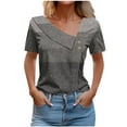 thumbnail image 1 of Tops de Algodón para Mujeres Cuello en V Casual de Manga Corta, Imitación Algodón Primavera Y Blusa de Verano, 1 of 5