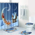 thumbnail image 3 of FMSHPON Christmas Night Scene Santa Claus 4 Piece Bathroom Set Shower Curtain Bath Rug Contour Mat and Toilet Lid Cover, 3 of 8