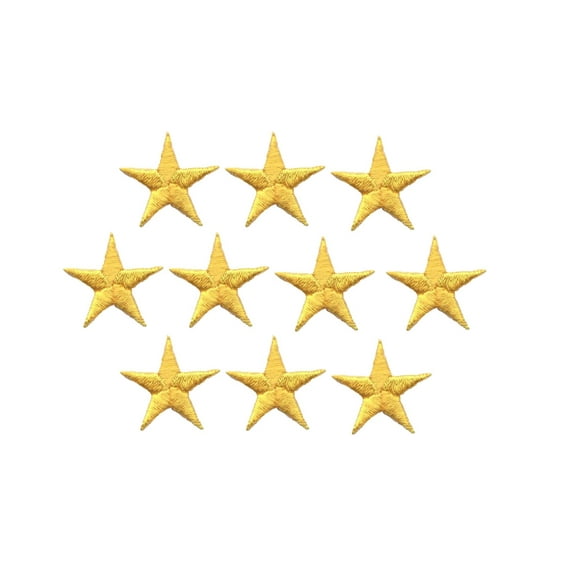 1-1/4" - Yellow Star (PACK of 10 PIECES) Iron on Embroidered Applique Patch