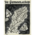 thumbnail image 3 of Leo Gestel 15x18 Black Modern Framed Museum Art Print Titled - Design for the Cover of "The Community", with a Performance of Butterflies Around Leaves and Flowers Flying (1891), 3 of 5