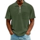 thumbnail image 1 of Blusa y camisa de manga corta con cuello vuelto para hombre, color liso, informal, con solapa, cierre de cremallera en un cuarto y bolsillo en el pecho, camisa de manga corta con solapa, tops para hom, 1 of 4