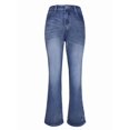 thumbnail image 1 of Women'S Floral Embroidery Mid Waist High Stretch Bootcut Jeans with Pockets Blue S, 1 of 9