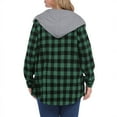 thumbnail image 4 of qucoqpe Hooded Flannel Plaid Shirt for Women Stylish Casual Button Down Hoodie Shirts Womens Long Sleeve Loose Jackets Tops, 4 of 5