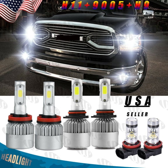 For Ram 1500 2019 2020 LED Combo Headlight Hi/Lo Beam Fog Light Bulbs Kit 6pcs
